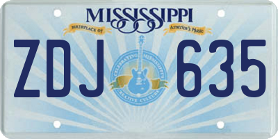 MS license plate ZDJ635