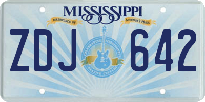 MS license plate ZDJ642