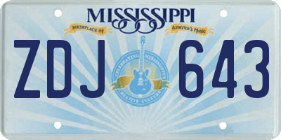 MS license plate ZDJ643