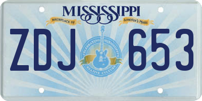 MS license plate ZDJ653