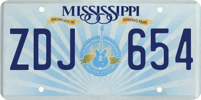 MS license plate ZDJ654