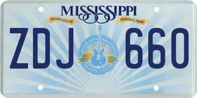 MS license plate ZDJ660