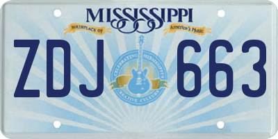 MS license plate ZDJ663