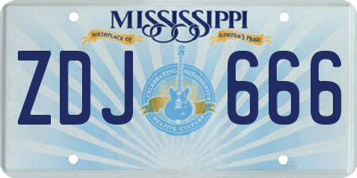 MS license plate ZDJ666