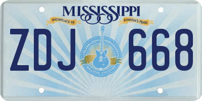 MS license plate ZDJ668