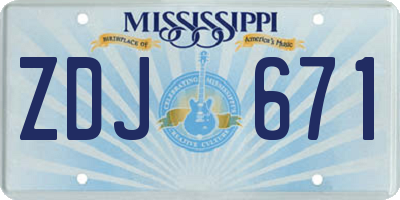 MS license plate ZDJ671
