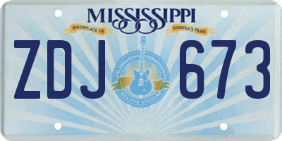 MS license plate ZDJ673
