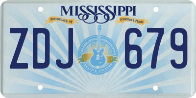 MS license plate ZDJ679