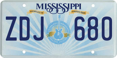 MS license plate ZDJ680