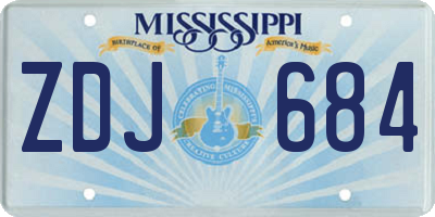 MS license plate ZDJ684