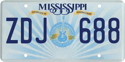 MS license plate ZDJ688