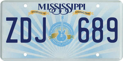 MS license plate ZDJ689