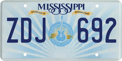 MS license plate ZDJ692