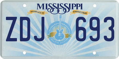 MS license plate ZDJ693