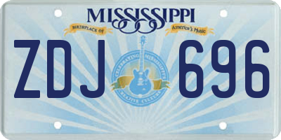 MS license plate ZDJ696