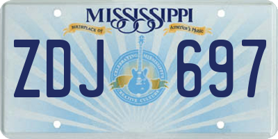 MS license plate ZDJ697