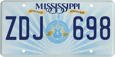 MS license plate ZDJ698