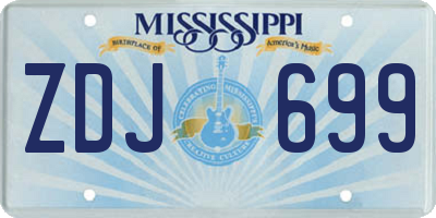 MS license plate ZDJ699
