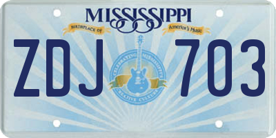 MS license plate ZDJ703
