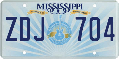 MS license plate ZDJ704