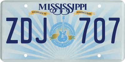 MS license plate ZDJ707