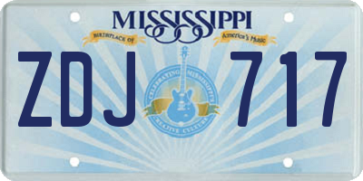 MS license plate ZDJ717