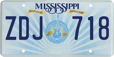 MS license plate ZDJ718