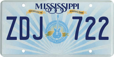 MS license plate ZDJ722