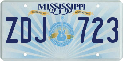MS license plate ZDJ723
