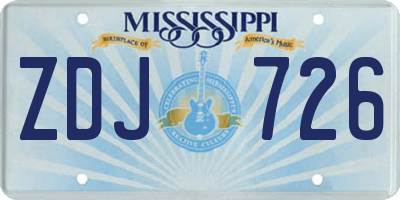 MS license plate ZDJ726