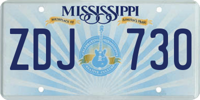 MS license plate ZDJ730