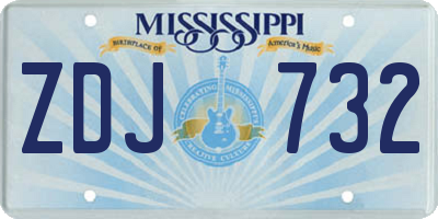 MS license plate ZDJ732