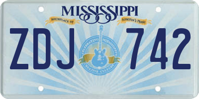 MS license plate ZDJ742