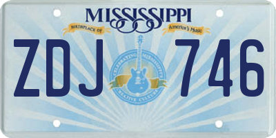 MS license plate ZDJ746