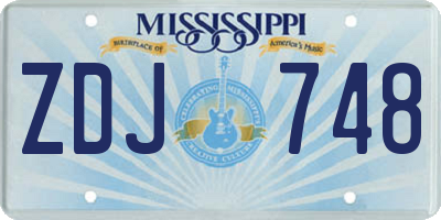 MS license plate ZDJ748