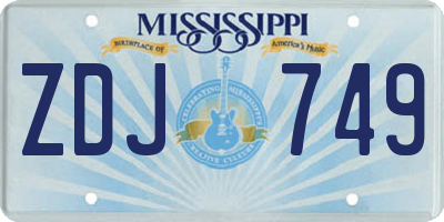 MS license plate ZDJ749