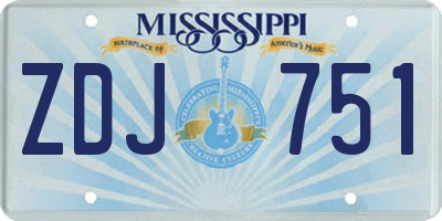 MS license plate ZDJ751