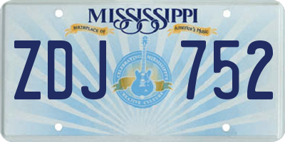 MS license plate ZDJ752