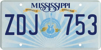 MS license plate ZDJ753
