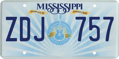 MS license plate ZDJ757