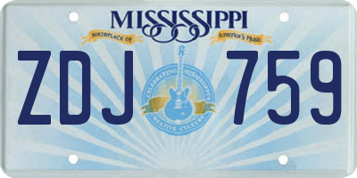 MS license plate ZDJ759