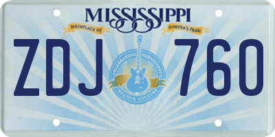 MS license plate ZDJ760