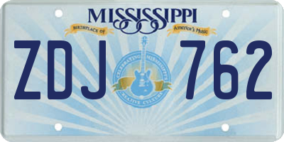 MS license plate ZDJ762