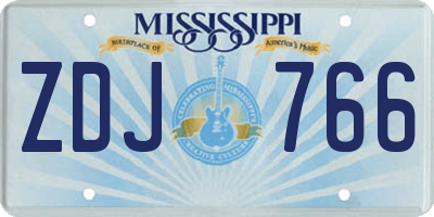 MS license plate ZDJ766