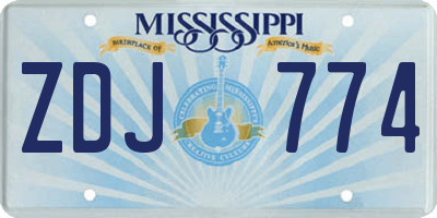 MS license plate ZDJ774