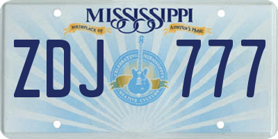 MS license plate ZDJ777