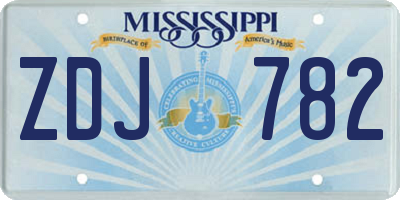MS license plate ZDJ782
