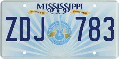 MS license plate ZDJ783
