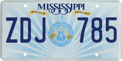 MS license plate ZDJ785