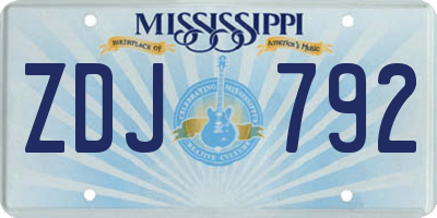 MS license plate ZDJ792